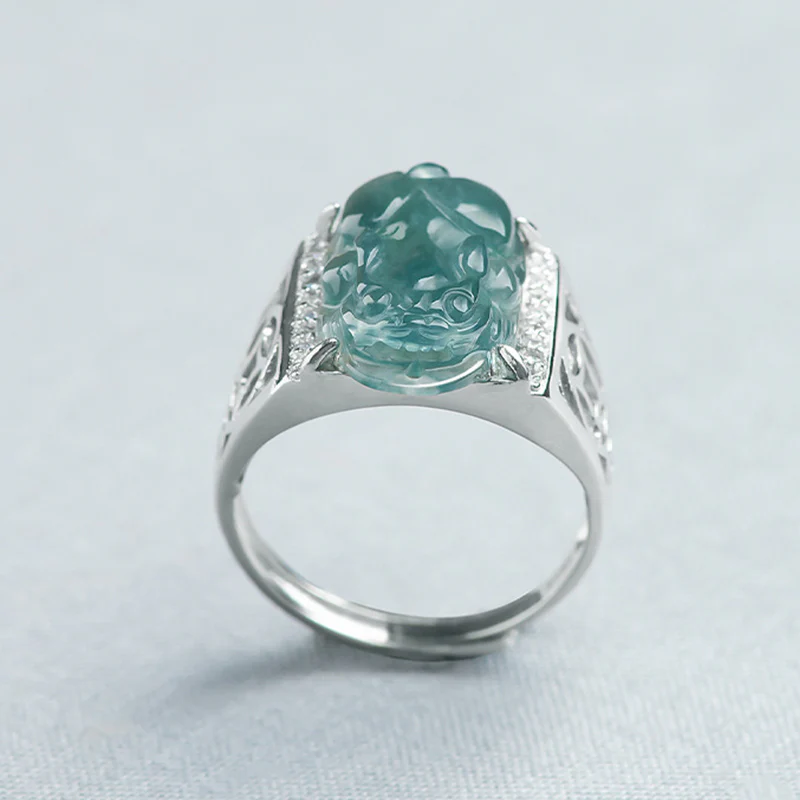 Anello di fortuna in argento sterling 925 Buddha Stones, Fengshui, ricchezza, prosperità, giada PiXiu - Image 7