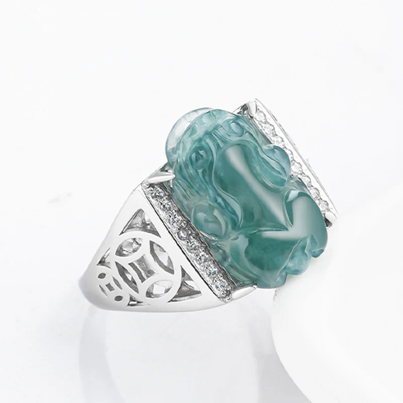 Anello di fortuna in argento sterling 925 Buddha Stones, Fengshui, ricchezza, prosperità, giada PiXiu - Image 9