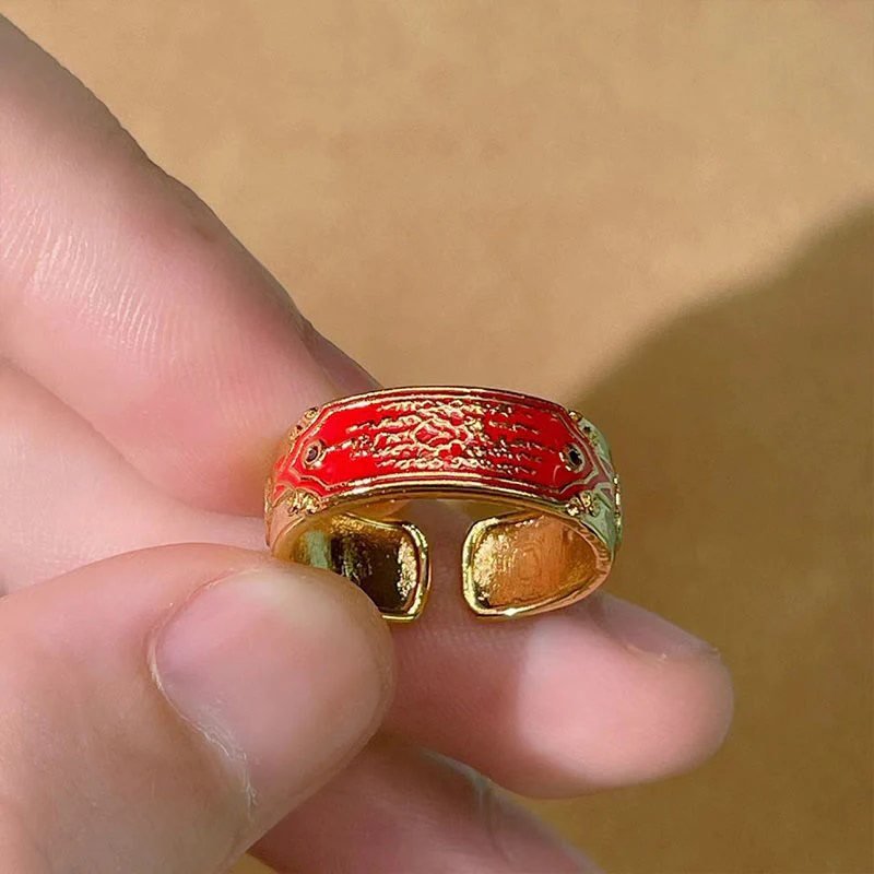 Anello di guarigione in rame con cinque scritture Buddha Stones - Image 4