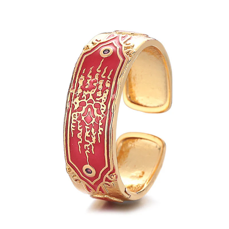 Anello di guarigione in rame con cinque scritture Buddha Stones - Image 6