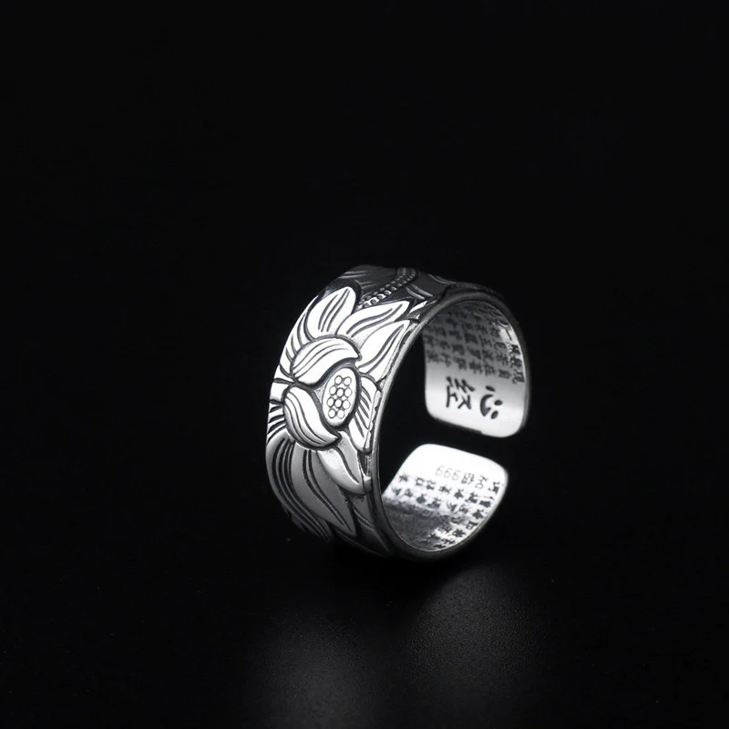 Anello di illuminazione in rame bianco con loto tibetano Buddha Stones - Image 4