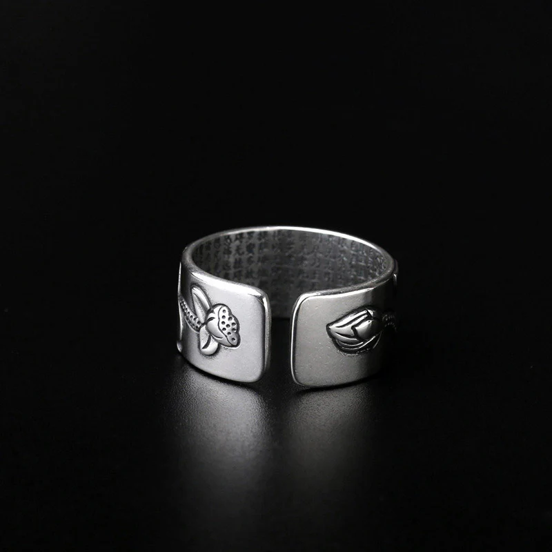 Anello di illuminazione in rame bianco con loto tibetano Buddha Stones - Image 5