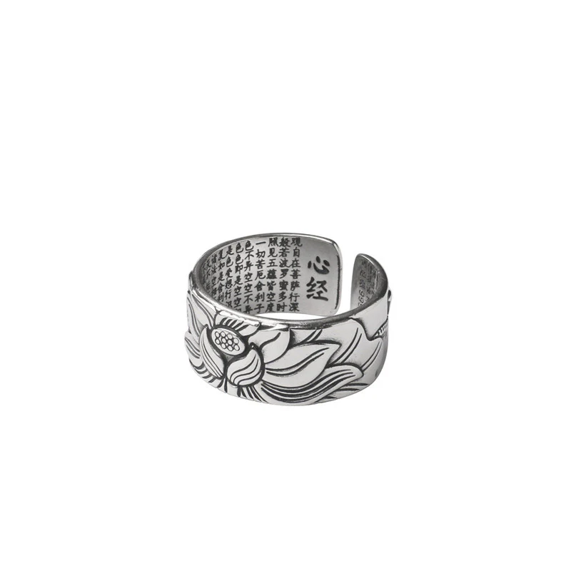 Anello di illuminazione in rame bianco con loto tibetano Buddha Stones - Image 7