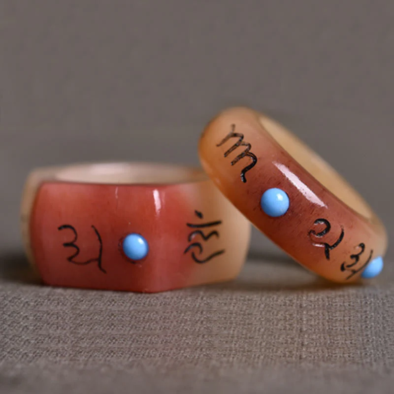 Anello di protezione Buddha Stones in osso di cammello Om Mani Padme Hum - Image 9