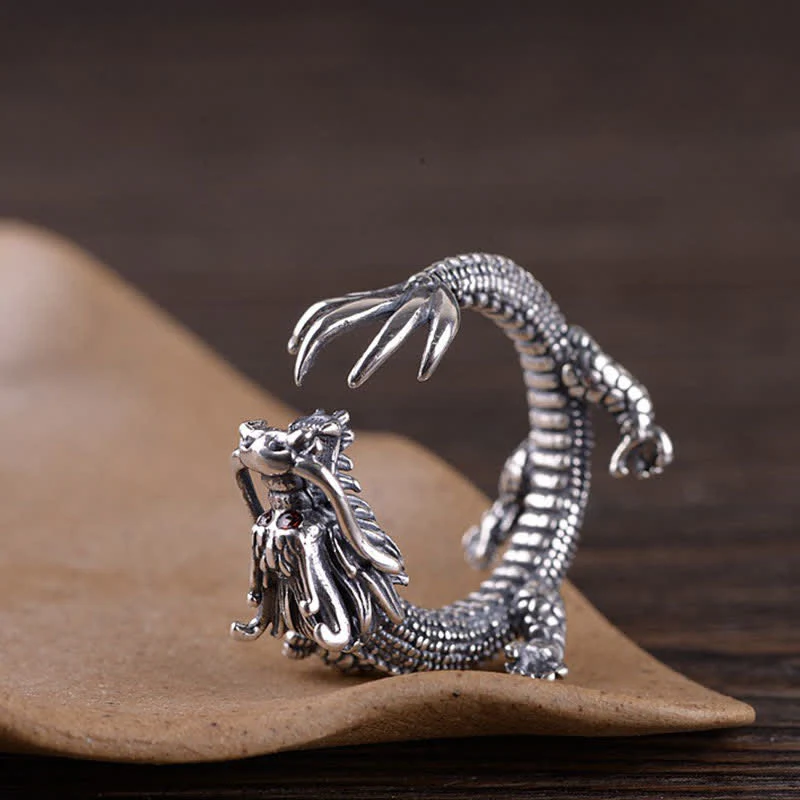 Anello di protezione della fortuna del drago in argento sterling 925 Buddha Stones - Image 7