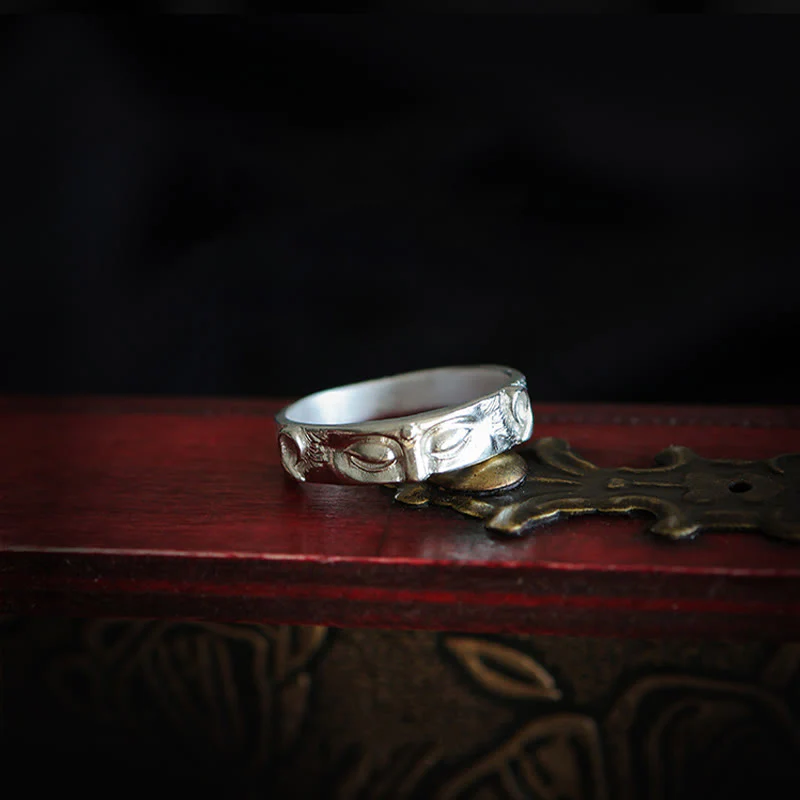 Anello di protezione per gli occhi del Buddha in argento sterling 999 Buddha Stones - Image 5