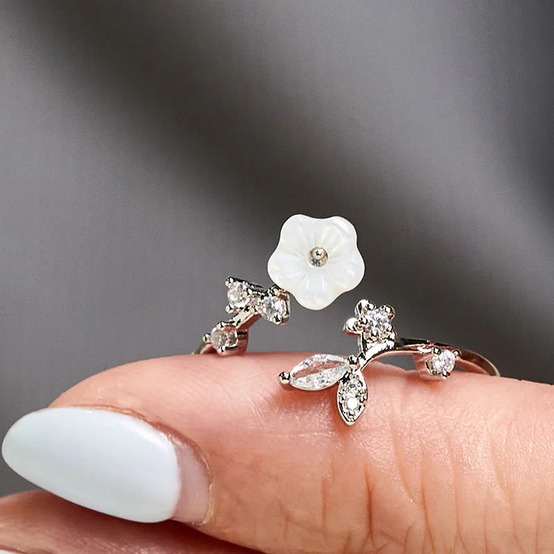 Anello di rame curativo regolabile con motivo a fiori bianchi Buddha Stones - Image 17