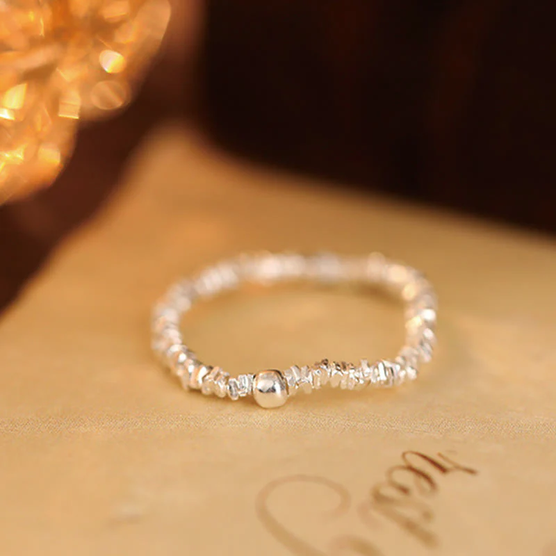 Anello elastico con perline di giada Hetian naturale in argento sterling 925 Buddha Stones - Image 6