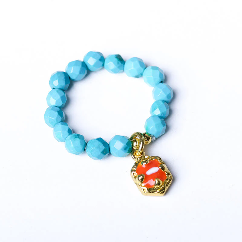 Anello elastico con perline sfaccettate in turchese ultrafine da 4 mm, motivo Buddha Stones - Image 8