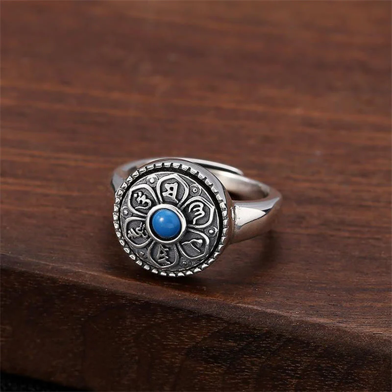 Anello girevole con Buddha Stones tibetano Om Mani Padme Hum Peace - Image 10