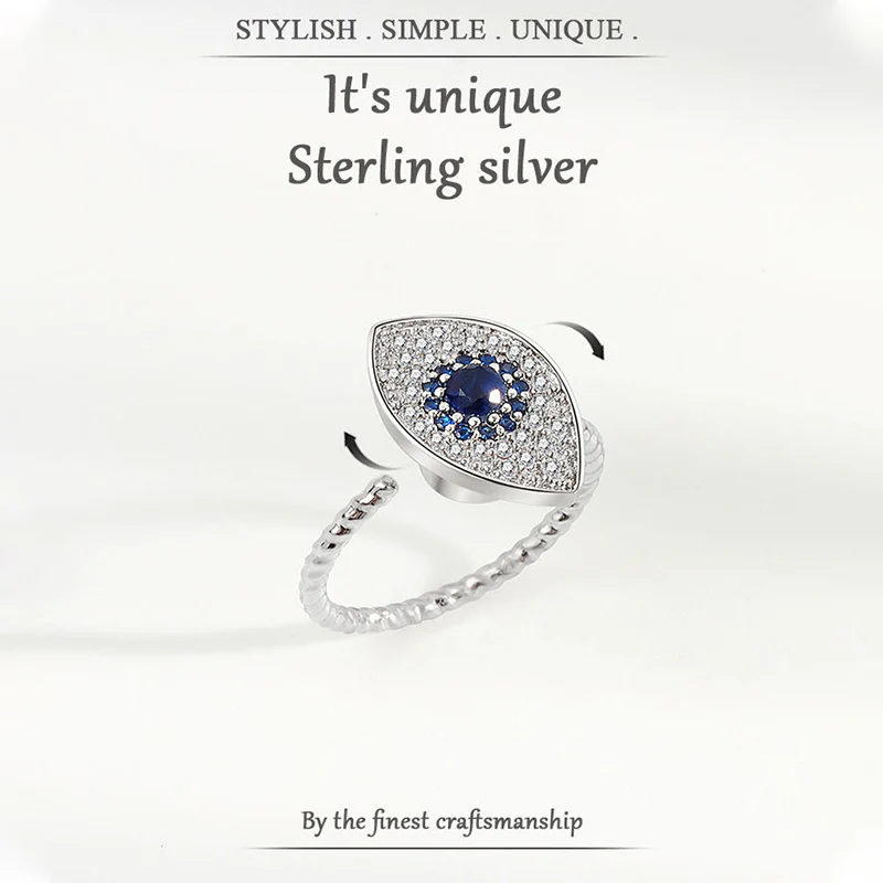 Anello girevole in argento sterling 925 con protezione contro il malocchio e benedizione - Image 6