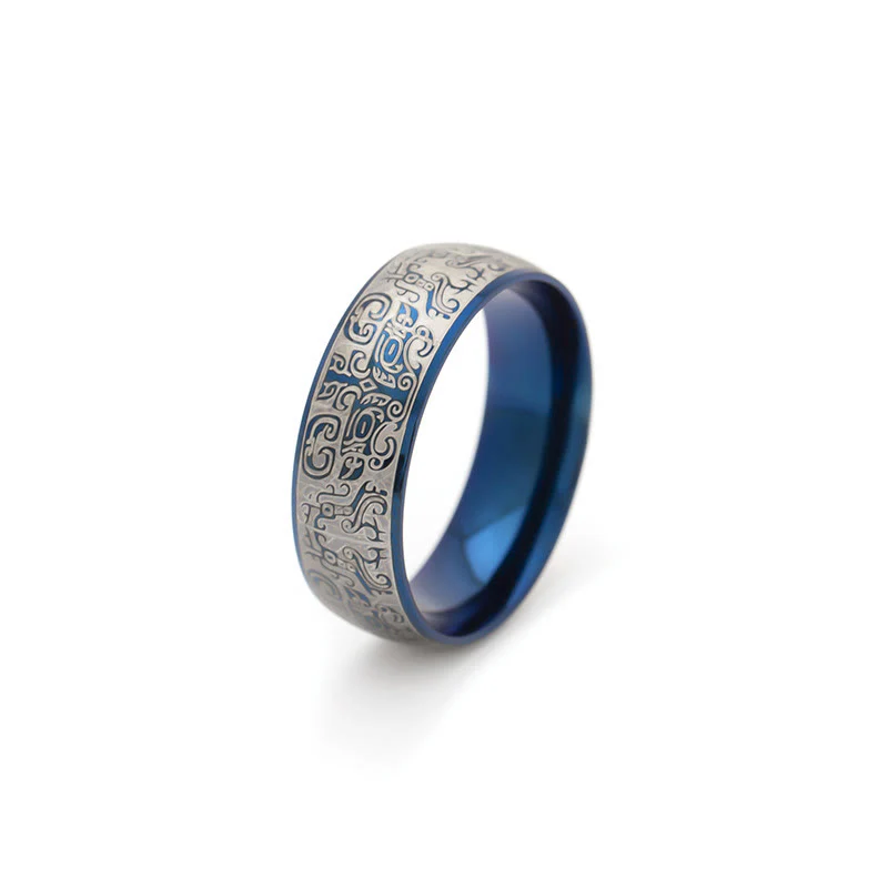Anello in acciaio al titanio Buddha Stones, creatura mitologica fortunata Taotie