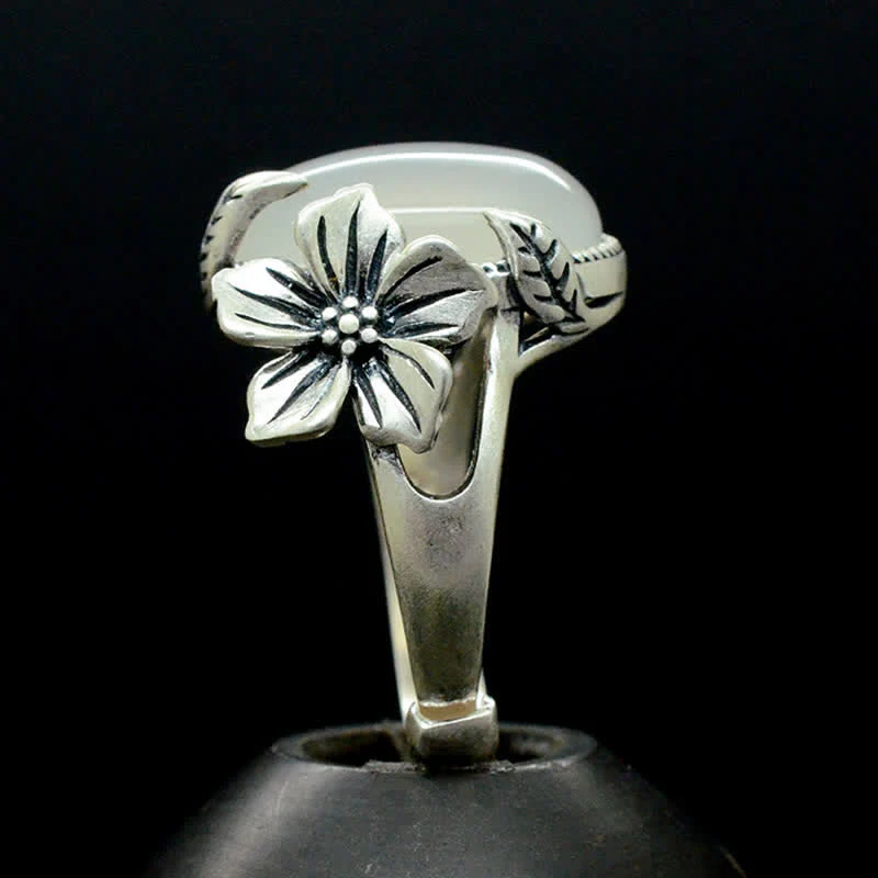 Anello in argento sterling 990 con calcedonio naturale e prugna, armonia positiva - Image 10
