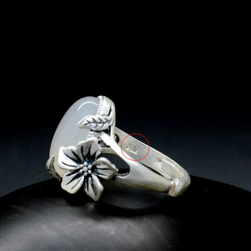 Anello in argento sterling 990 con calcedonio naturale e prugna, armonia positiva - Image 15