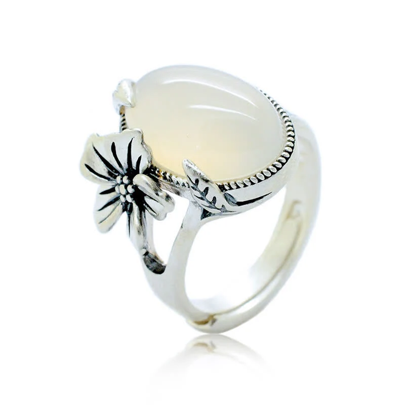 Anello in argento sterling 990 con calcedonio naturale e prugna, armonia positiva - Image 17
