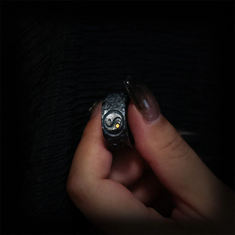 Anello in argento sterling 999 Buddha Stones simbolo dell'equilibrio Yin Yang - Image 9