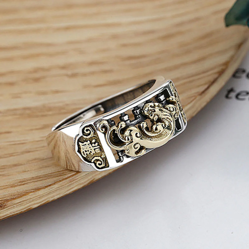 Anello regolabile Buddha Stones 925 Sterling Silver PiXiu Luck Wealth - Image 6