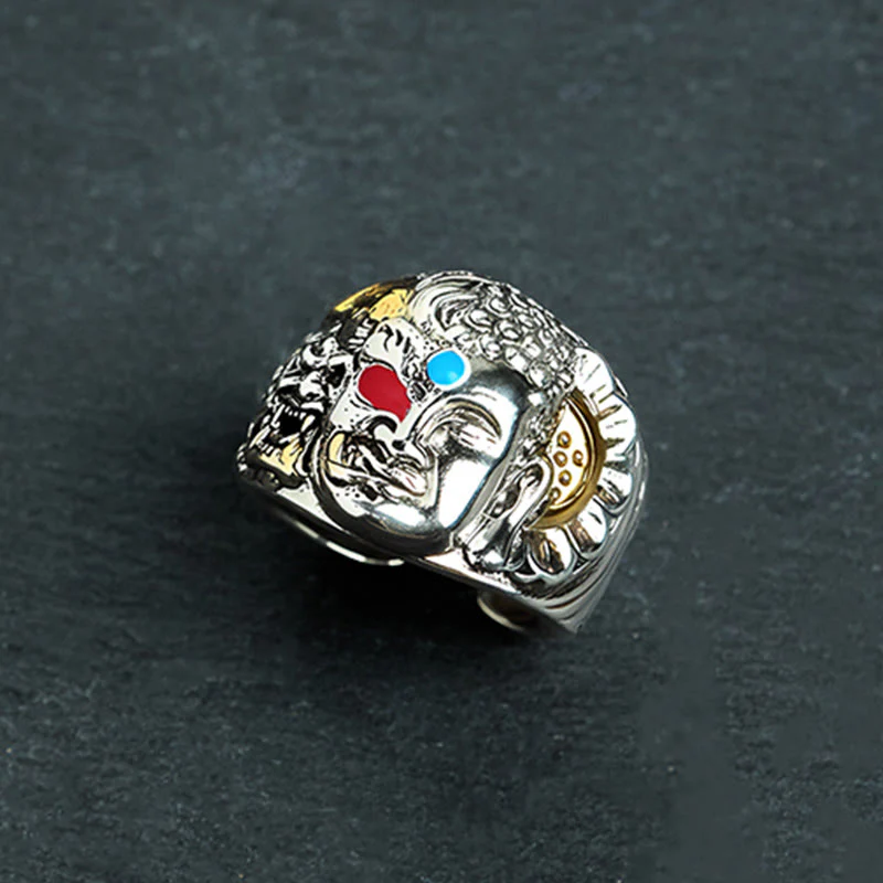 Anello regolabile Buddha Stones Half Demon Half Buddha Lotus Copper Serenity - Image 4