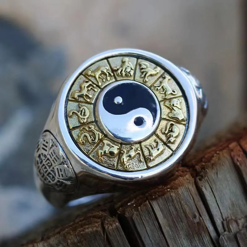 Anello regolabile Buddha Stones Yin Yang Zodiaco cinese Rame Ricchezza - Image 4