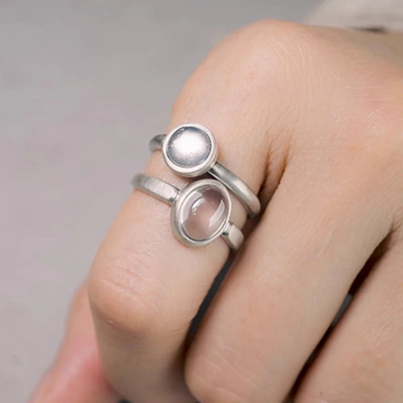 Anello regolabile con cristallo rosa in argento sterling 925 naturale Buddha Stones - Image 13