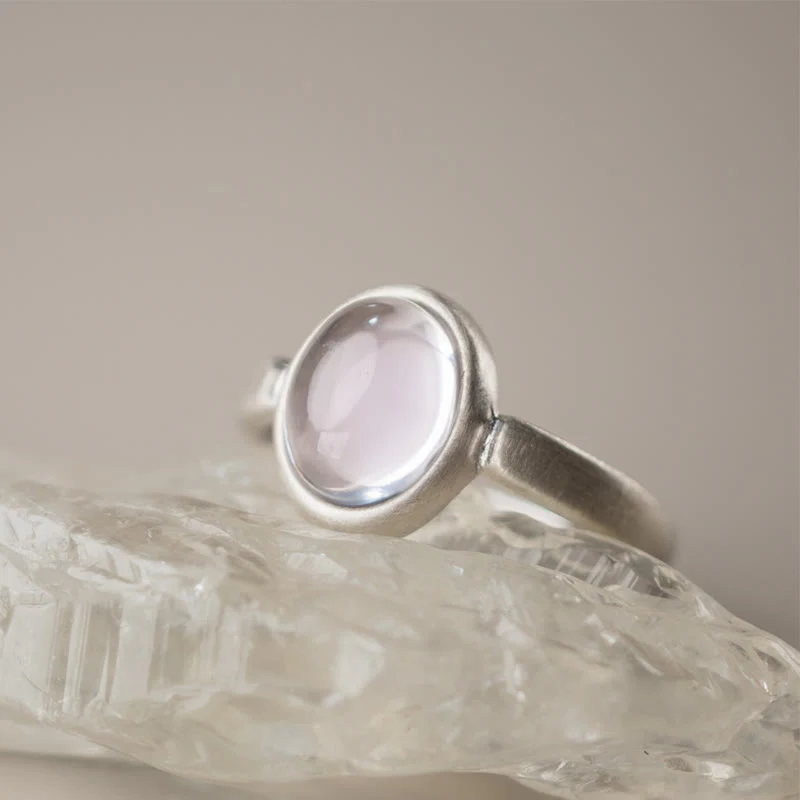 Anello regolabile con cristallo rosa in argento sterling 925 naturale Buddha Stones - Image 2