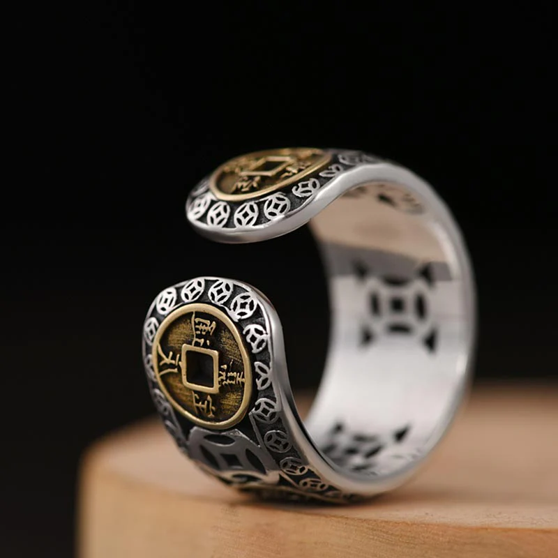 Anello regolabile con equilibrio di cinque monete dell'imperatore Buddha Stones - Image 5
