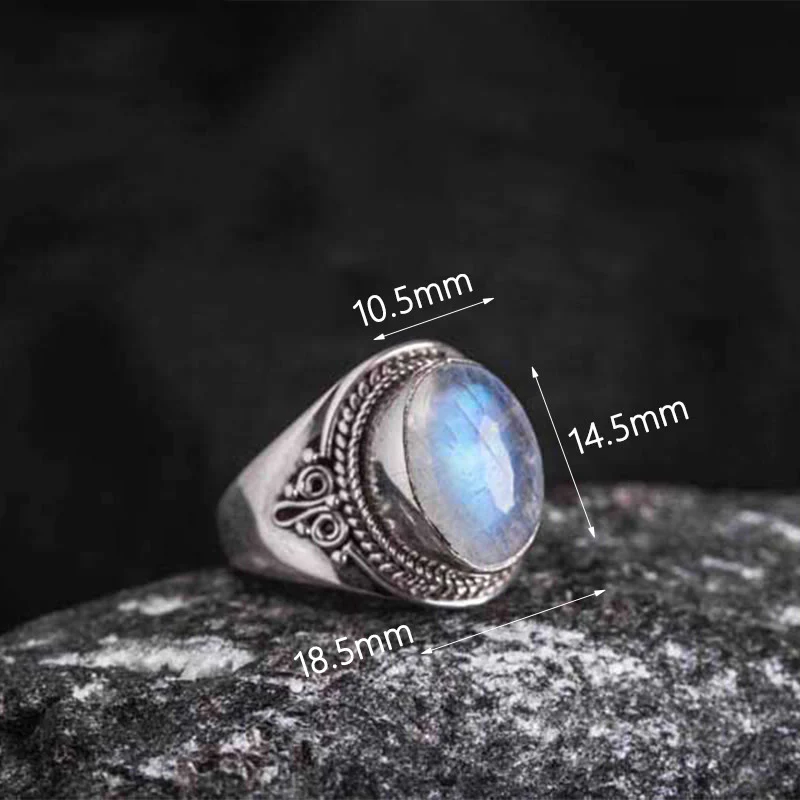 Anello regolabile con pietra di luna naturale in argento sterling 925 fatto a mano con Buddha Stones - Image 10