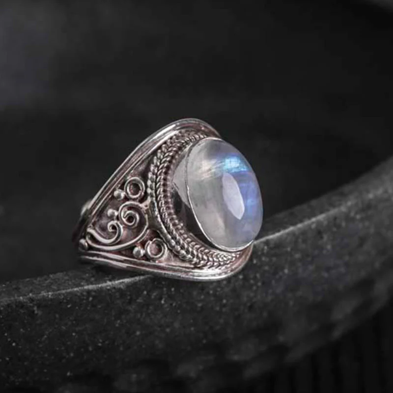 Anello regolabile con pietra di luna naturale in argento sterling 925 fatto a mano con Buddha Stones - Image 12