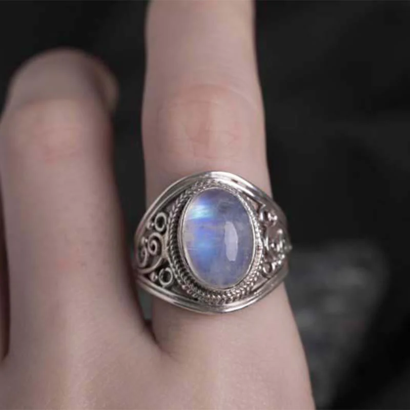 Anello regolabile con pietra di luna naturale in argento sterling 925 fatto a mano con Buddha Stones - Image 13