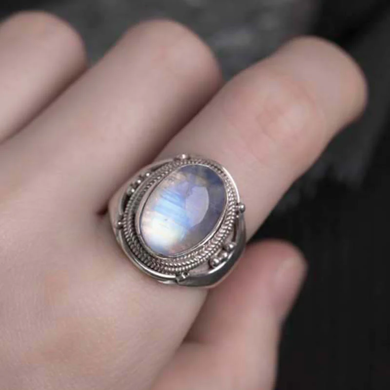 Anello regolabile con pietra di luna naturale in argento sterling 925 fatto a mano con Buddha Stones - Image 4