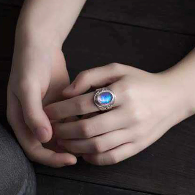Anello regolabile con pietra di luna naturale in argento sterling 925 fatto a mano con Buddha Stones - Image 6
