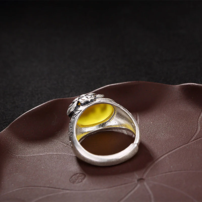 Anello regolabile con protezione e benedizione del loto in citrino Buddha Stones - Image 5