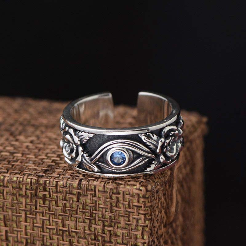 Anello regolabile con protezione in cristallo con occhio di Horus Buddha Stones - Image 4