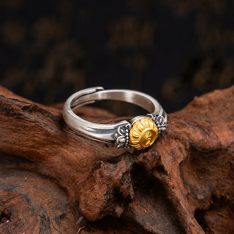 Anello regolabile di protezione Bodhisattva Tara in argento sterling 925 placcato oro Buddha Stones - Image 9