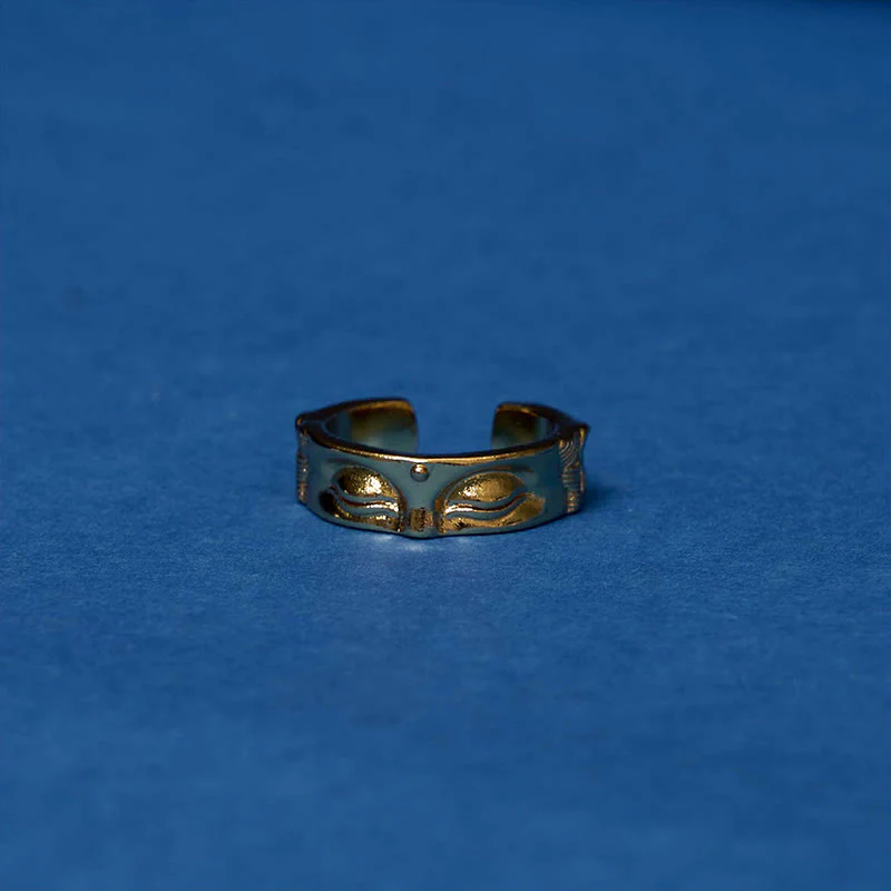 Anello regolabile in rame con Buddha Stones dorate per meditazione Buddha Serenity - Image 10