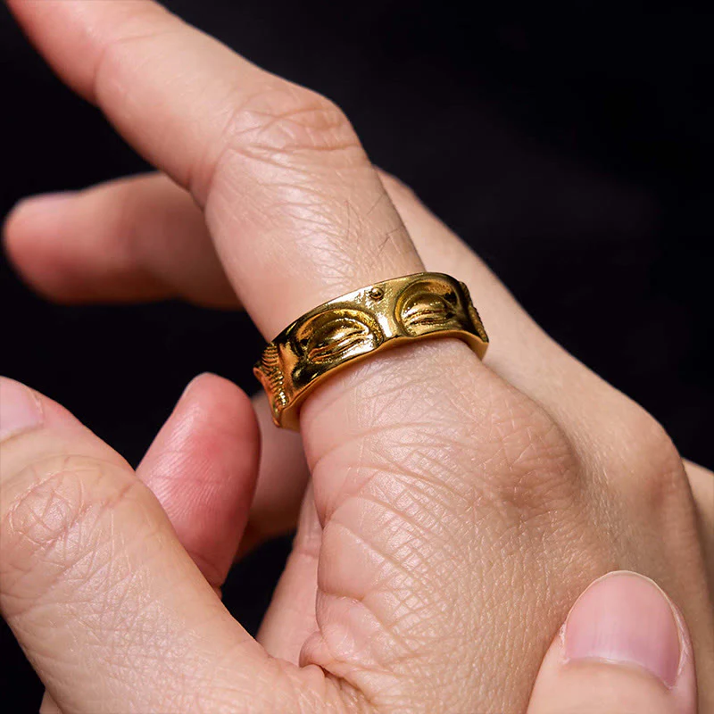 Anello regolabile in rame con Buddha Stones dorate per meditazione Buddha Serenity - Image 5