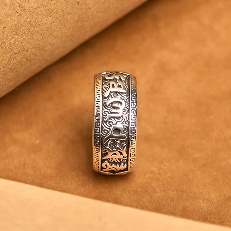 Anello regolabile in rame con Buddha Stones Om Mani Padme Hum - Image 3