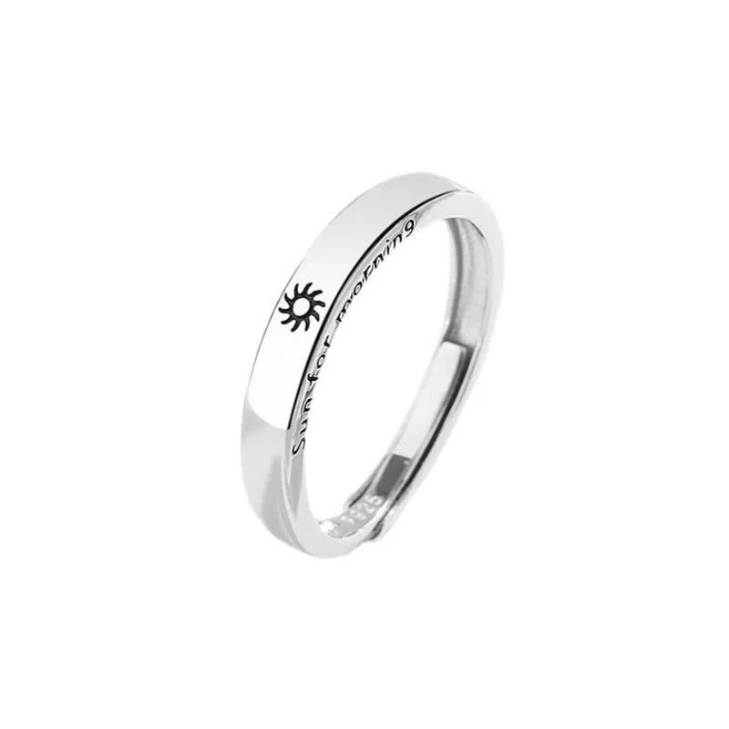 Anello regolabile per coppia con protezione sole e luna in argento sterling 925 Buddha Stones - Image 4