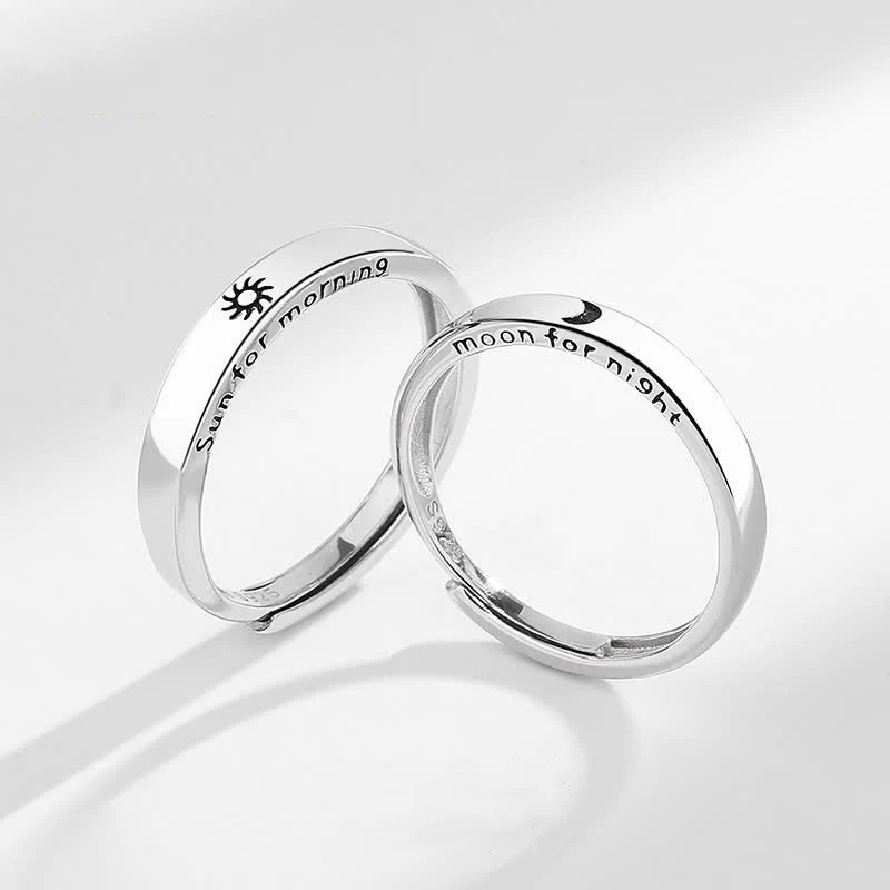 Anello regolabile per coppia con protezione sole e luna in argento sterling 925 Buddha Stones - Image 5