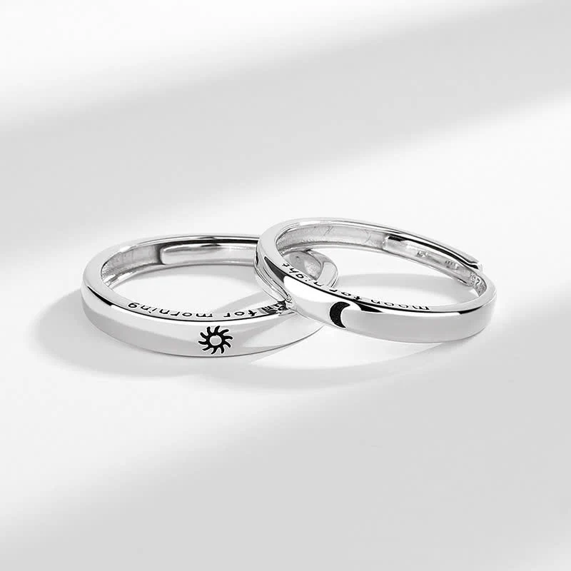 Anello regolabile per coppia con protezione sole e luna in argento sterling 925 Buddha Stones - Image 7