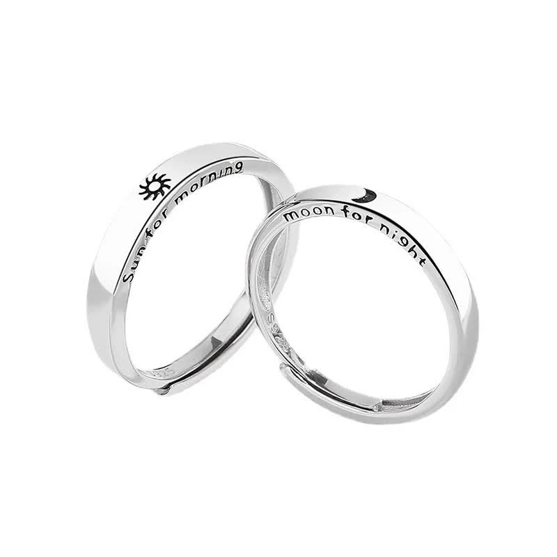 Anello regolabile per coppia con protezione sole e luna in argento sterling 925 Buddha Stones - Image 8