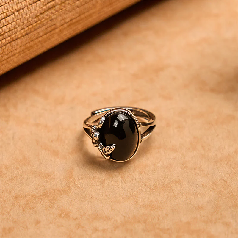 Anello regolabile per la cura di sé con fiore di rosa in rame Buddha Stones - Image 2