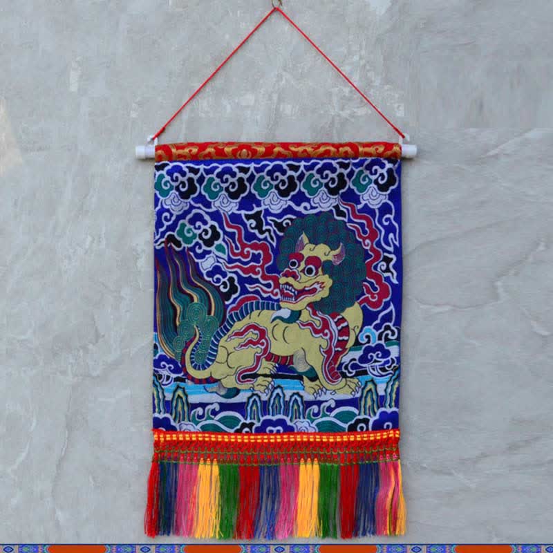 Arte murale con nappa colorata spirituale Kirin Feng Shui - Image 7
