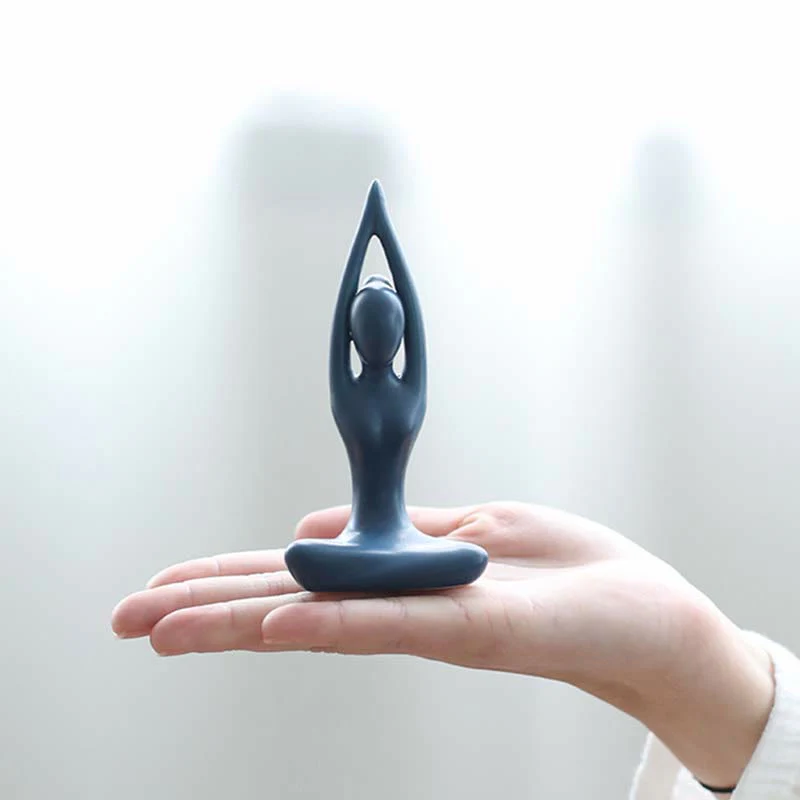 Astratto Yoga Meditazione Esercizio Ceramica Spirituale Figurina Scultura Decorazione - Image 6