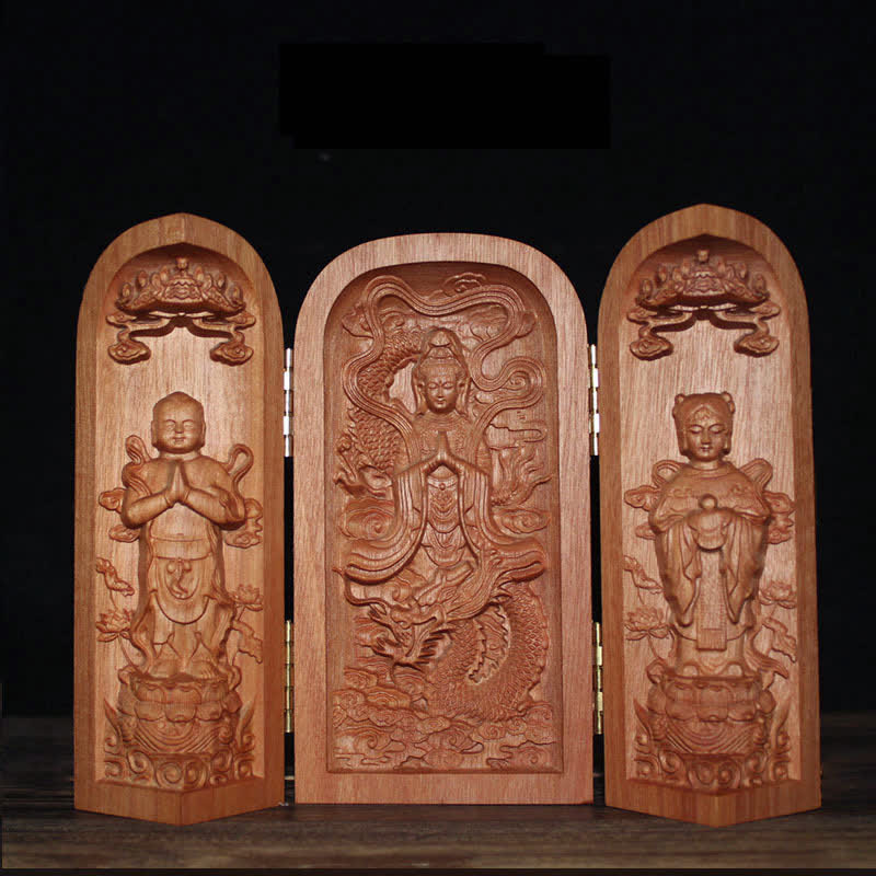 Avalokitesvara Kwan Yin Buddha Legno di ciliegio Compassione Decorazione della casa Altare - Image 10