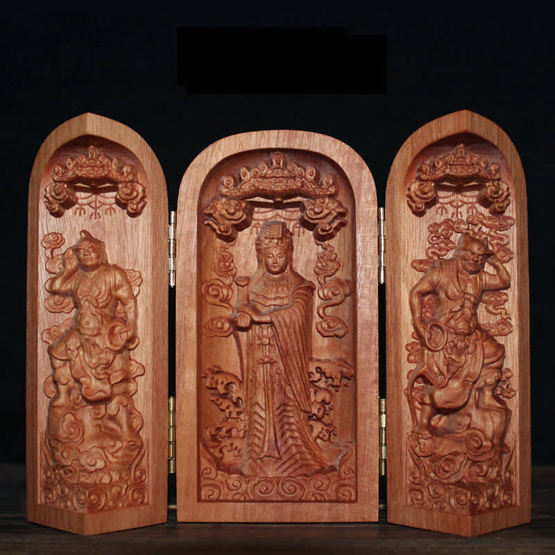 Avalokitesvara Kwan Yin Buddha Legno di ciliegio Compassione Decorazione della casa Altare - Image 11