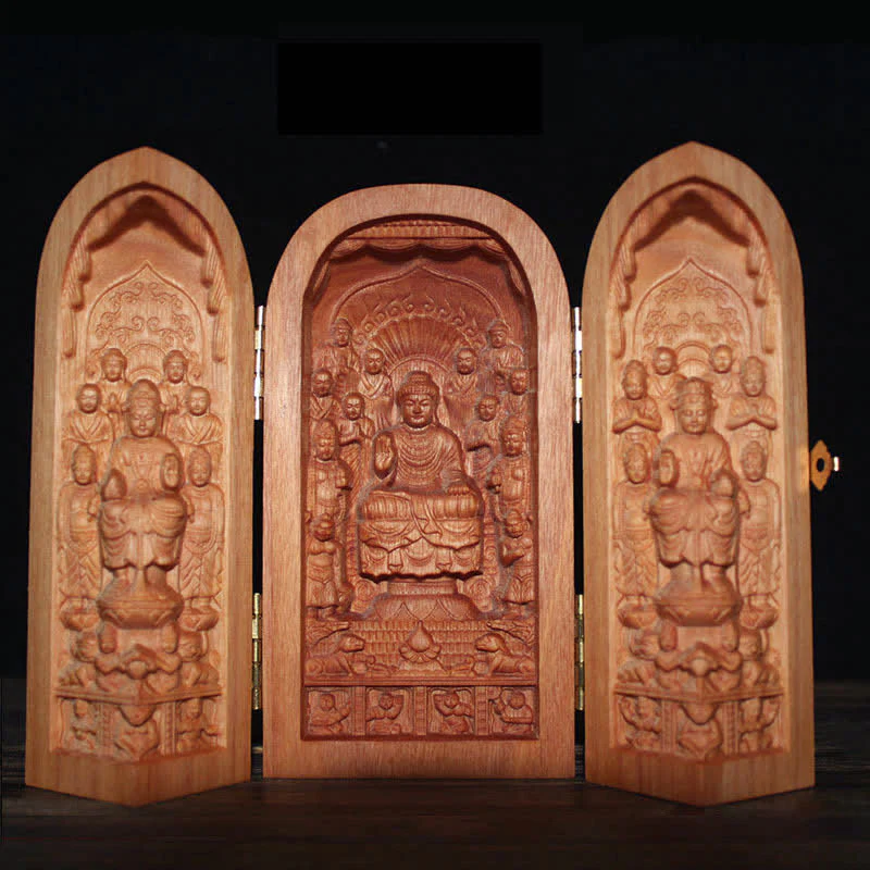 Avalokitesvara Kwan Yin Buddha Legno di ciliegio Compassione Decorazione della casa Altare - Image 15
