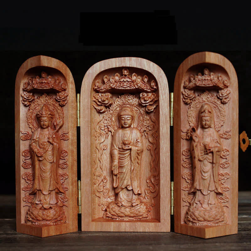 Avalokitesvara Kwan Yin Buddha Legno di ciliegio Compassione Decorazione della casa Altare - Image 4