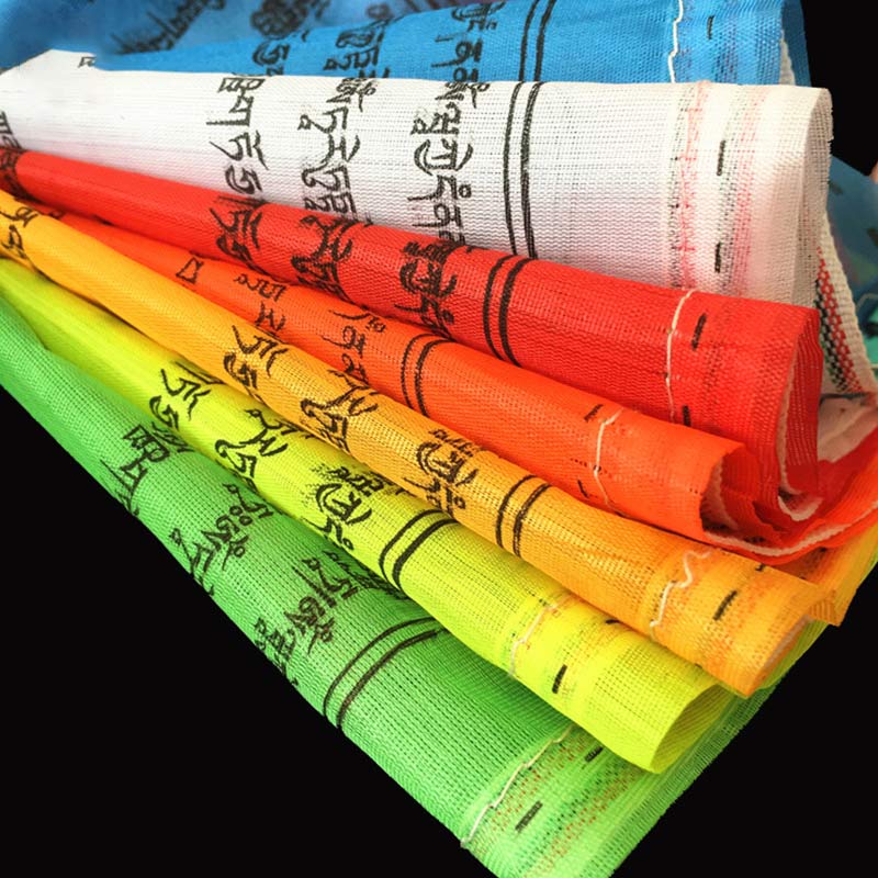 Bandiere di preghiera triangolari tibetane per esterni, 25 pezzi, per decorazione. - Image 4