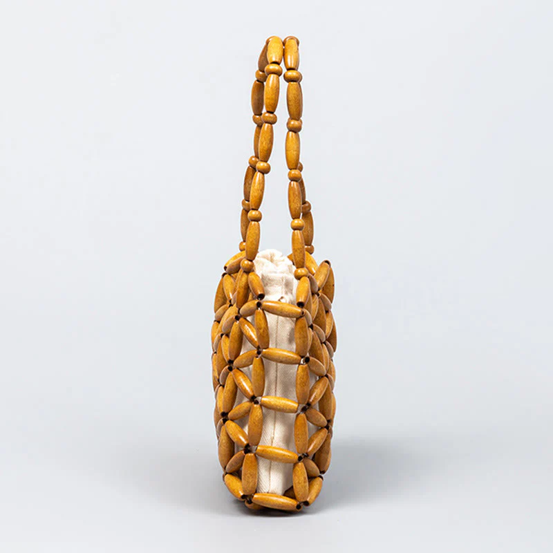 Borsa a mano con perline di legno intrecciate a mano Buddha Stones - Image 2